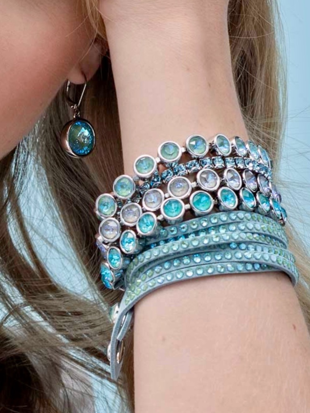 🩵💎NWT Touchstone by Swarovski CARIBBEAN Ice Bracelet 7 1/4" Rhodium Plating - Picture 5 of 11